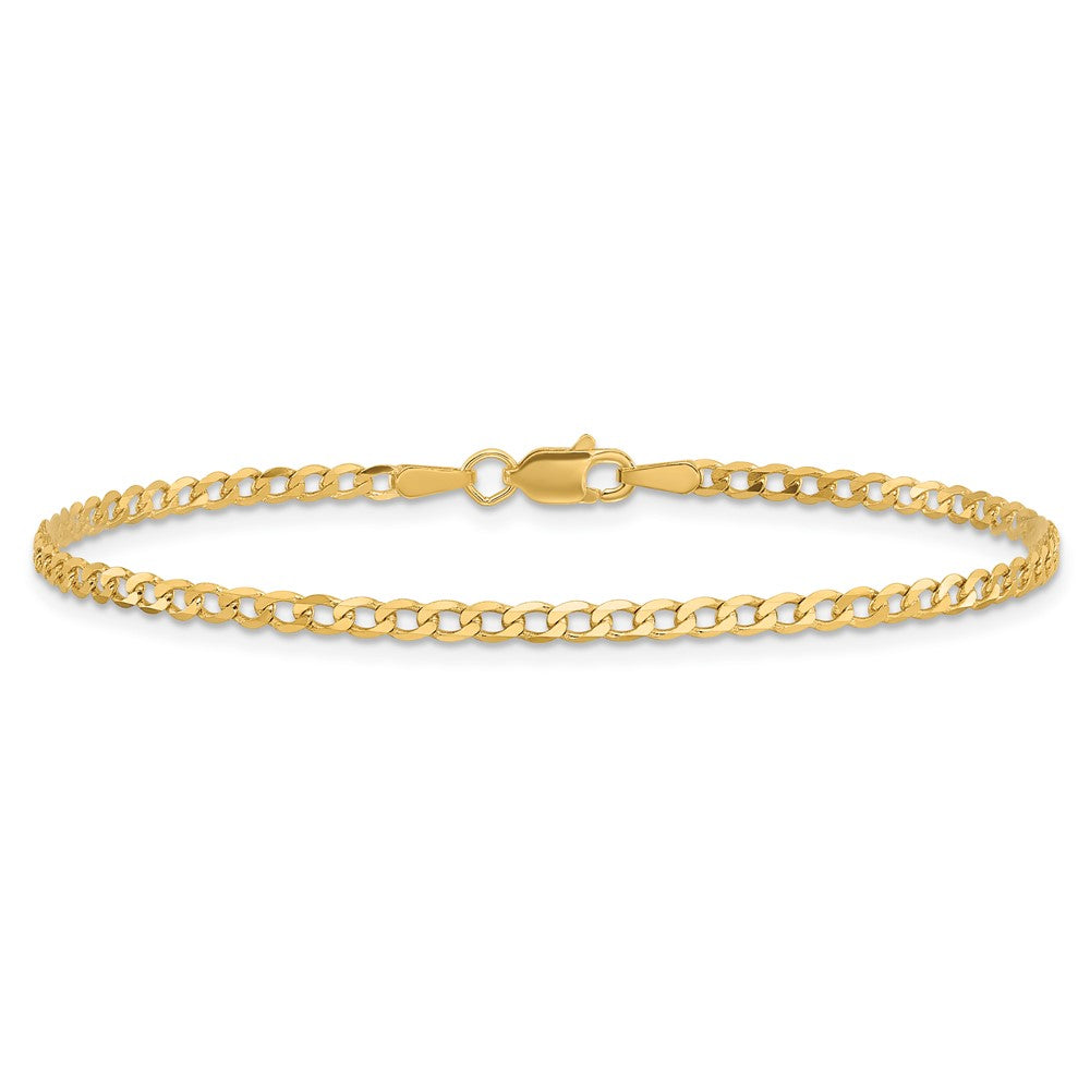 10K Yellow Gold 2.2mm Flat Beveled Curb Chain Bracelet