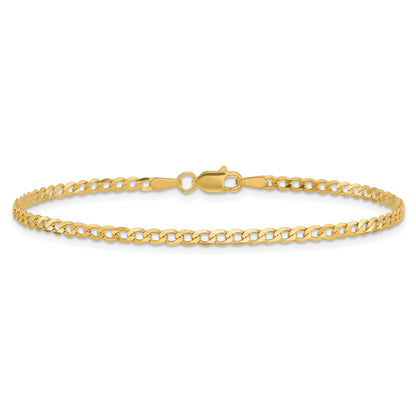 10K Yellow Gold 2.2mm Flat Beveled Curb Chain Anklet