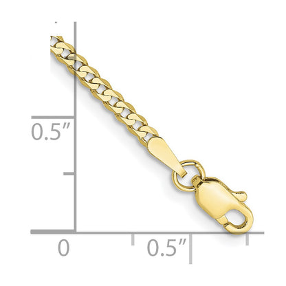10K Yellow Gold 2.2mm Flat Beveled Curb Chain Bracelet