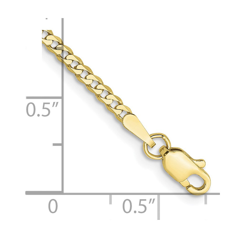 10K Yellow Gold 2.2mm Flat Beveled Curb Chain Anklet