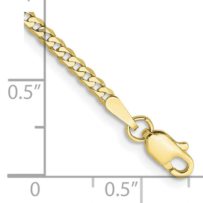 10K Yellow Gold 2.2mm Flat Beveled Curb Chain Anklet