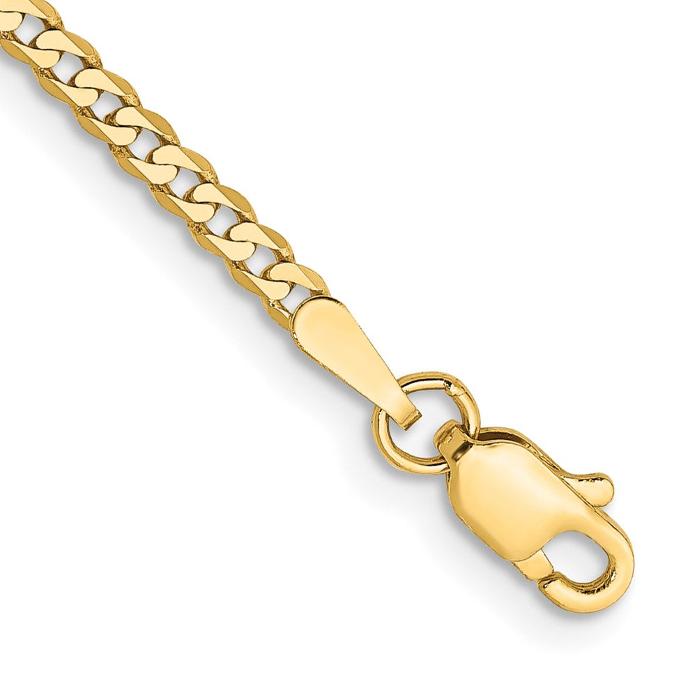 10K Yellow Gold 2.2mm Flat Beveled Curb Chain Bracelet