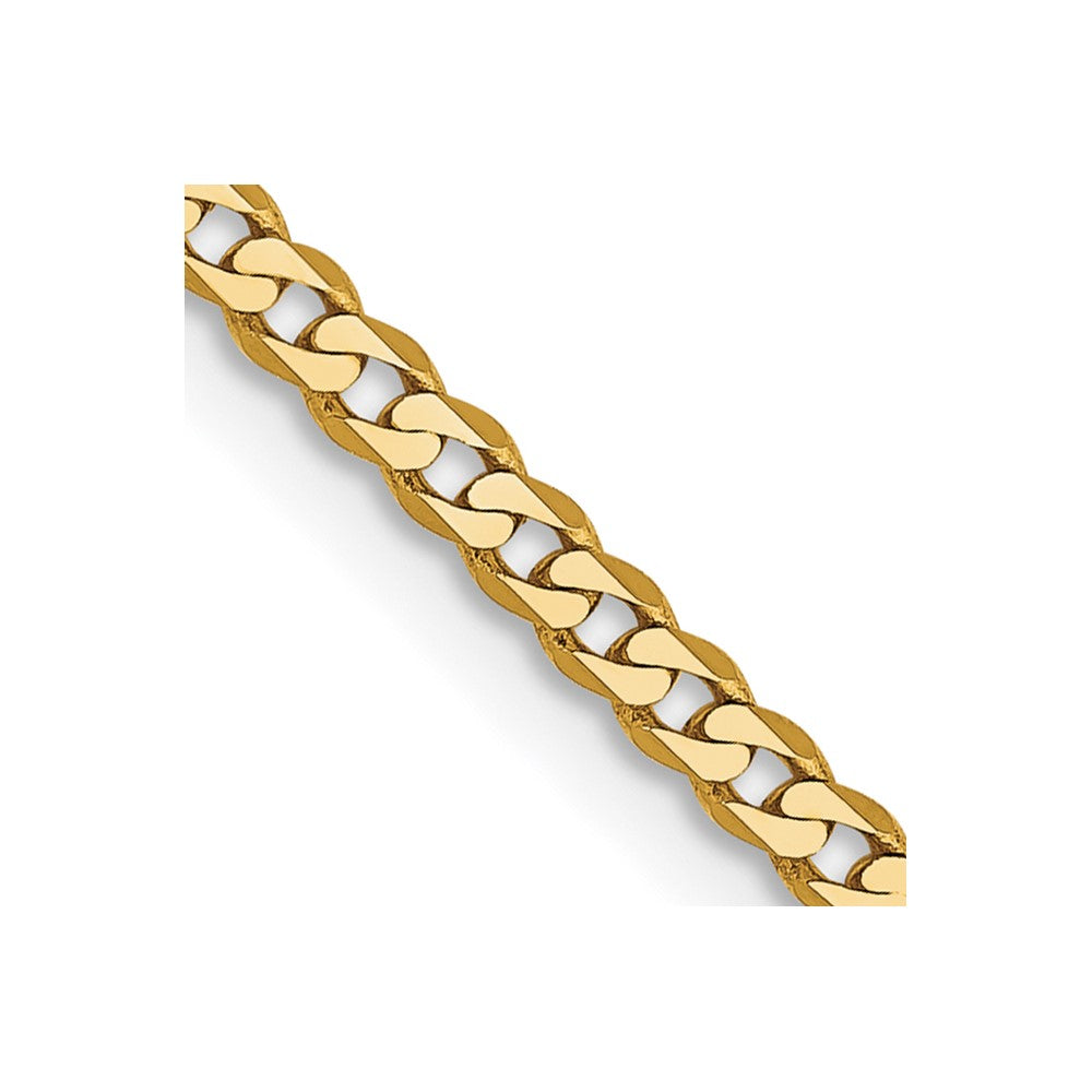 26 Inch 10K Yellow Gold 2.2mm Flat Beveled Curb Chain Necklace