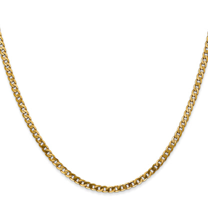 10K Yellow Gold 2.9mm Flat Beveled Curb Chain