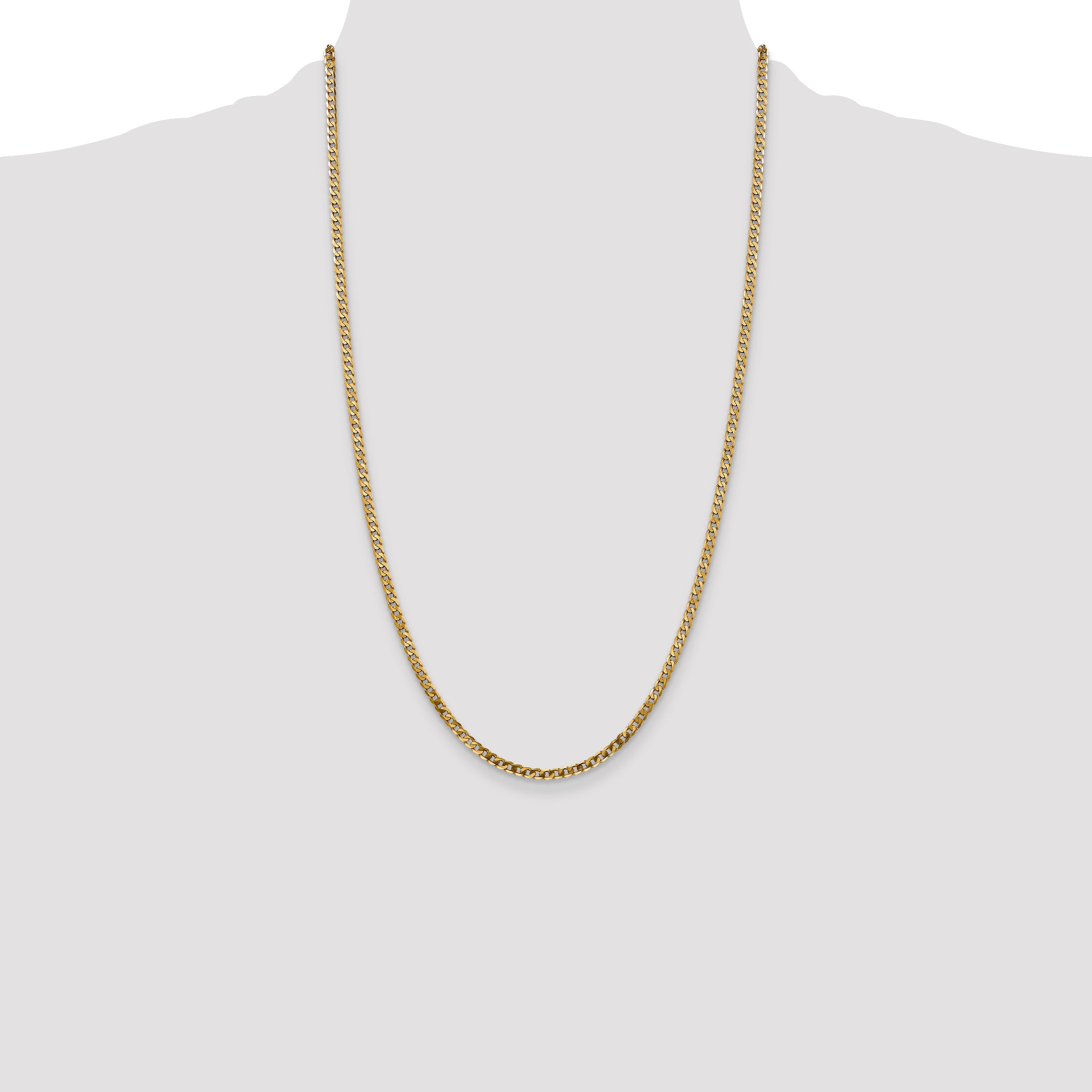 10K Yellow Gold 2.9mm Flat Beveled Curb Chain