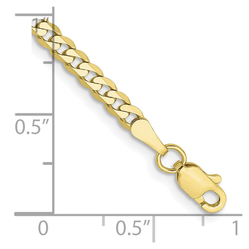 10K Yellow Gold 2.9mm Flat Beveled Curb Chain Bracelet