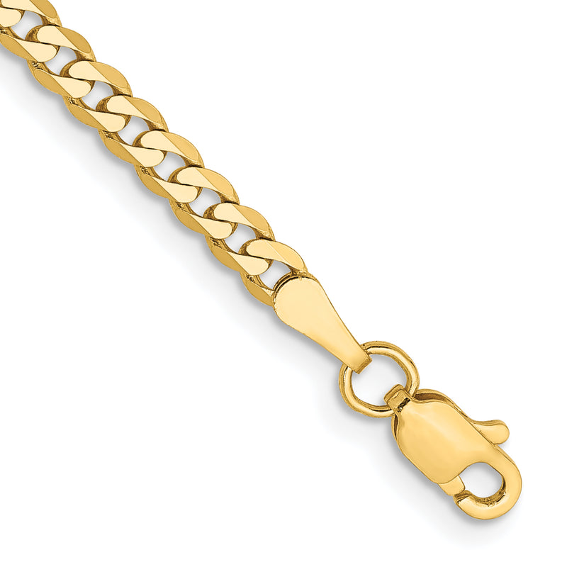 10K Yellow Gold 2.9mm Flat Beveled Curb Chain Anklet