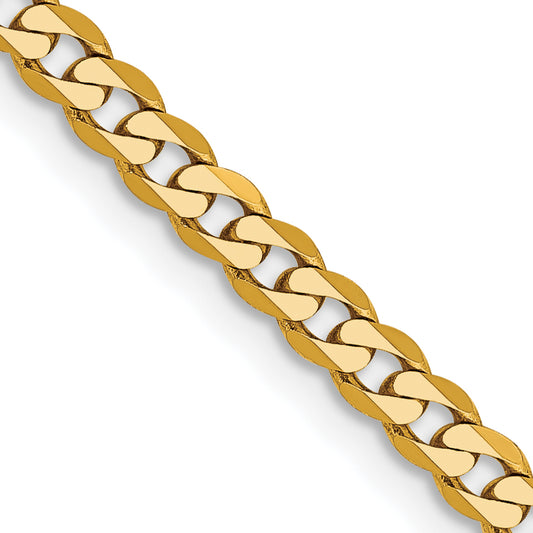 10K Yellow Gold 2.9mm Flat Beveled Curb Chain