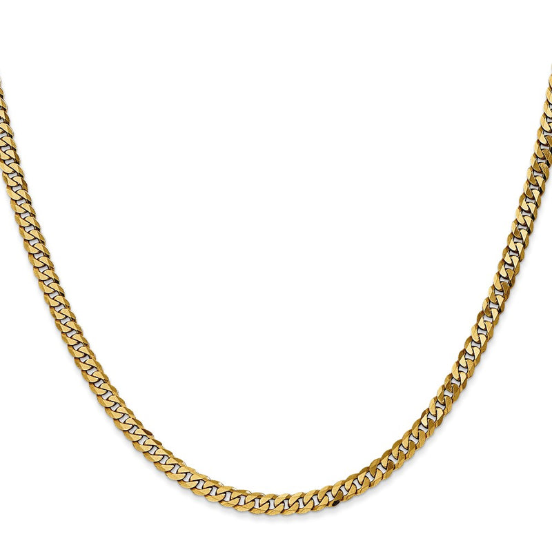 10K Yellow Gold 3.9mm Flat Beveled Curb Chain Necklace
