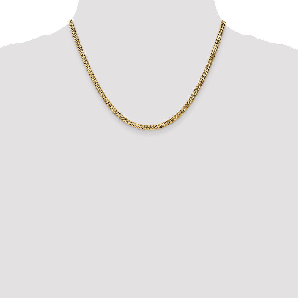 10K Yellow Gold 3.9mm Flat Beveled Curb Chain Necklace