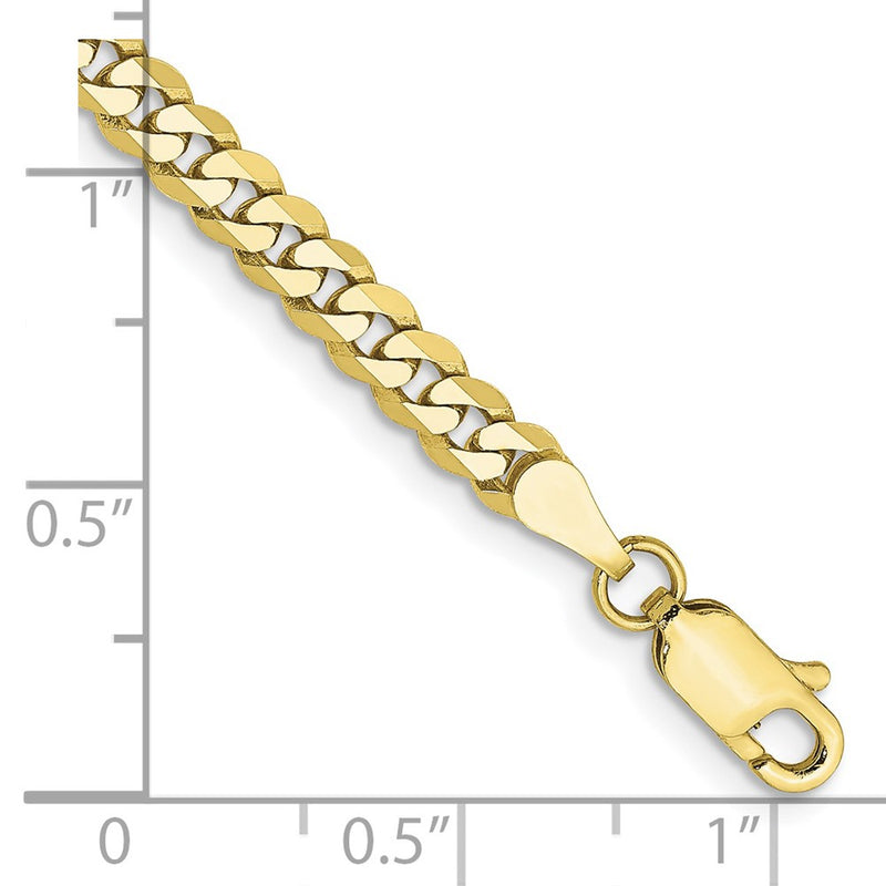 10K Yellow Gold 3.9mm Flat Beveled Curb Chain Bracelet