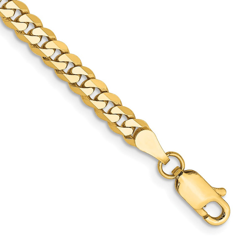 10K Yellow Gold 3.9mm Flat Beveled Curb Chain Bracelet