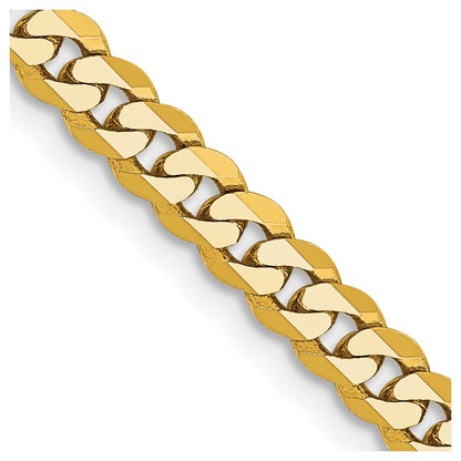 10K Yellow Gold 3.9mm Flat Beveled Curb Chain Necklace