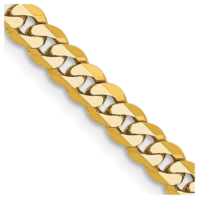 10K Yellow Gold 3.9mm Flat Beveled Curb Chain Necklace