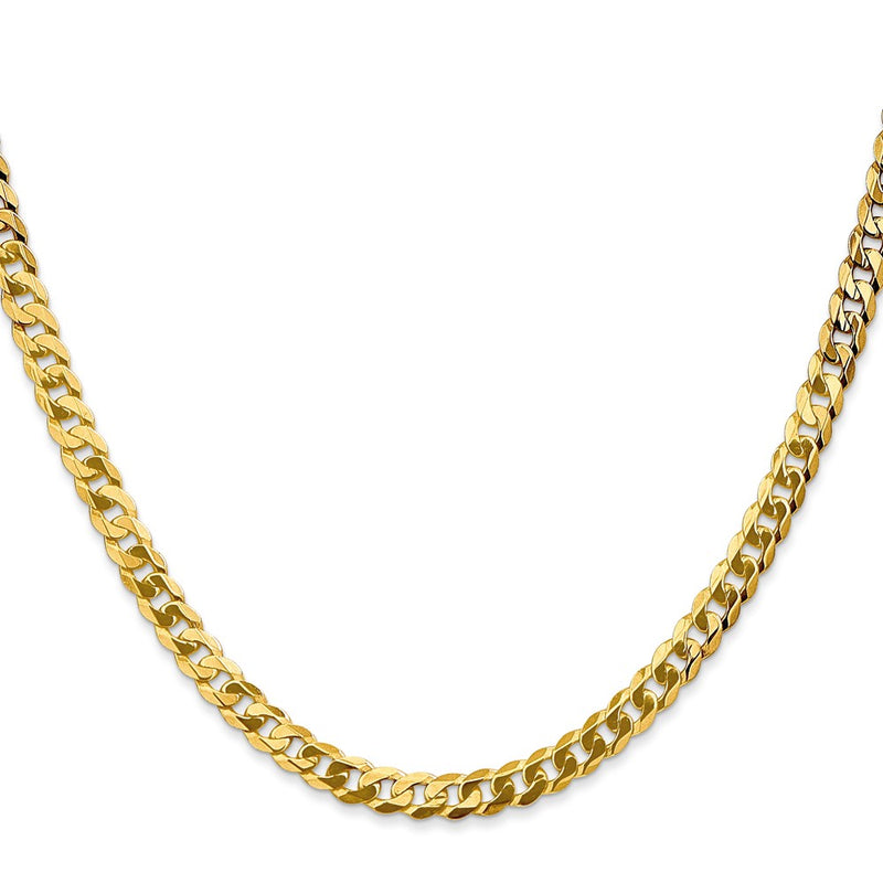 10K Yellow Gold 4.75mm Flat Beveled Curb Chain Necklace