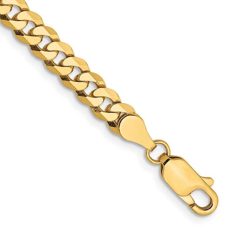 10K Yellow Gold 4.75mm Flat Beveled Curb Chain Bracelet