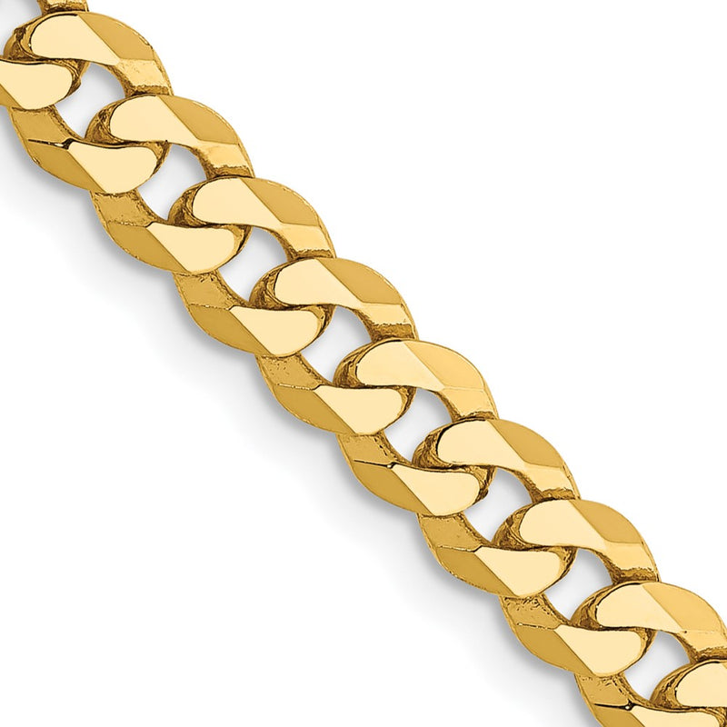 10K Yellow Gold 4.75mm Flat Beveled Curb Chain Necklace