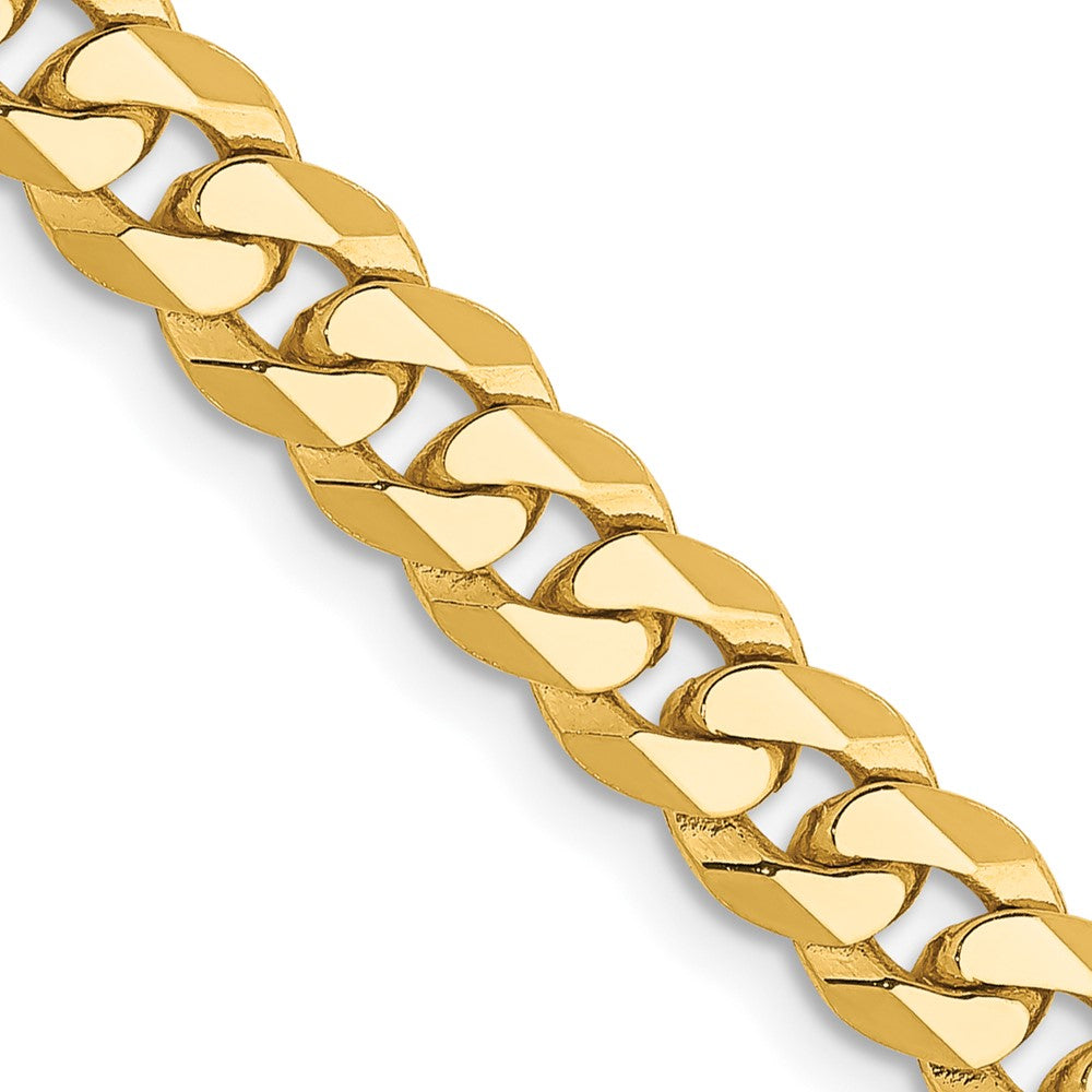 26 Inch 10K Yellow Gold 5.75mm Flat Beveled Curb Chain Necklace