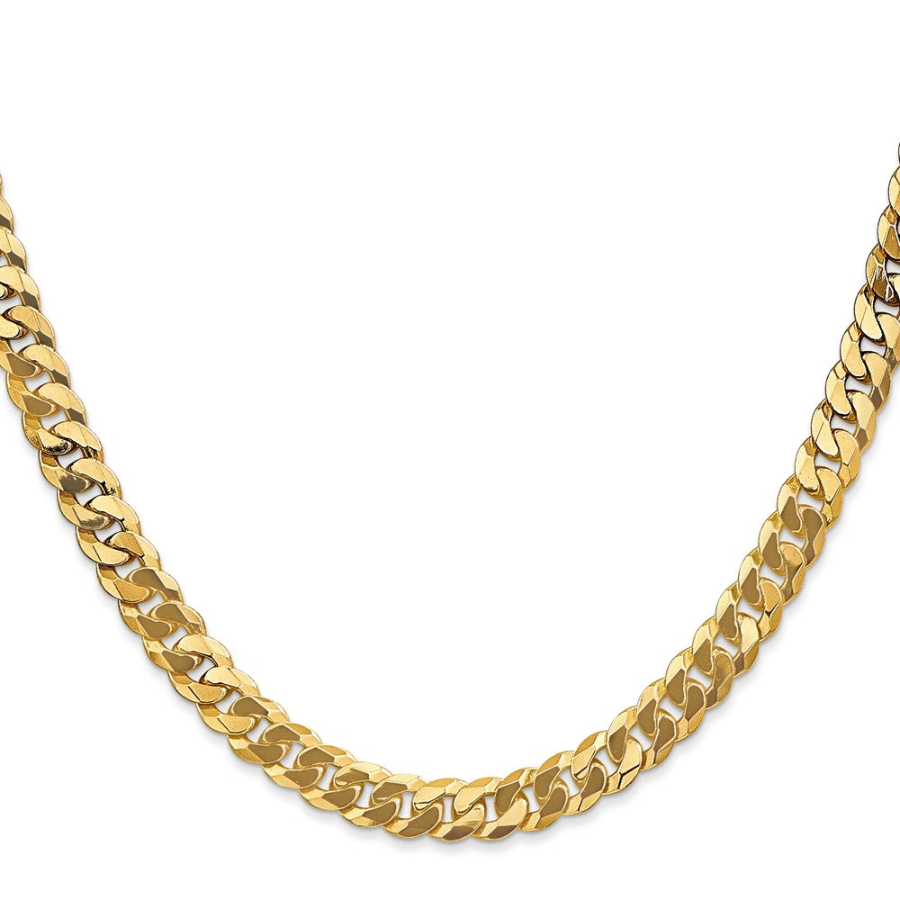 10K Yellow Gold 6.25mm Flat Beveled Curb Chain Necklace