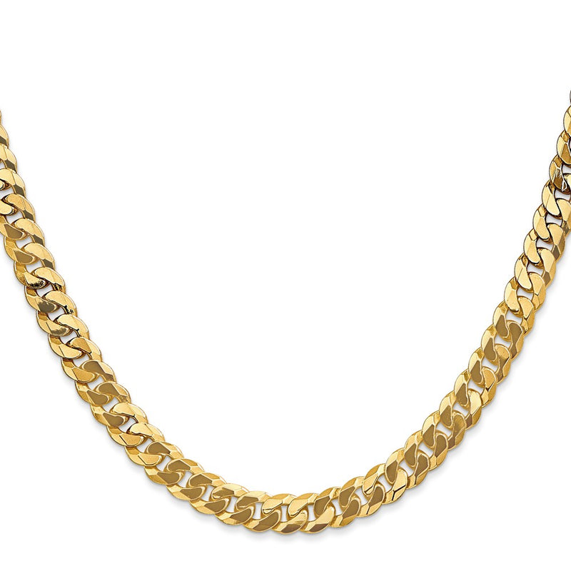 10K Yellow Gold 6.25mm Flat Beveled Curb Chain Necklace