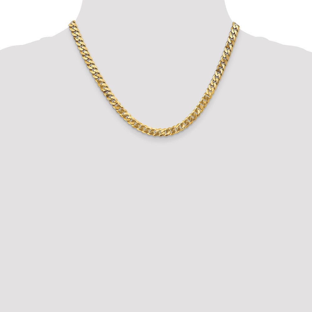 10K Yellow Gold 6.25mm Flat Beveled Curb Chain Necklace