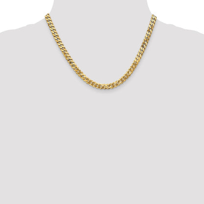 10K Yellow Gold 6.25mm Flat Beveled Curb Chain Necklace