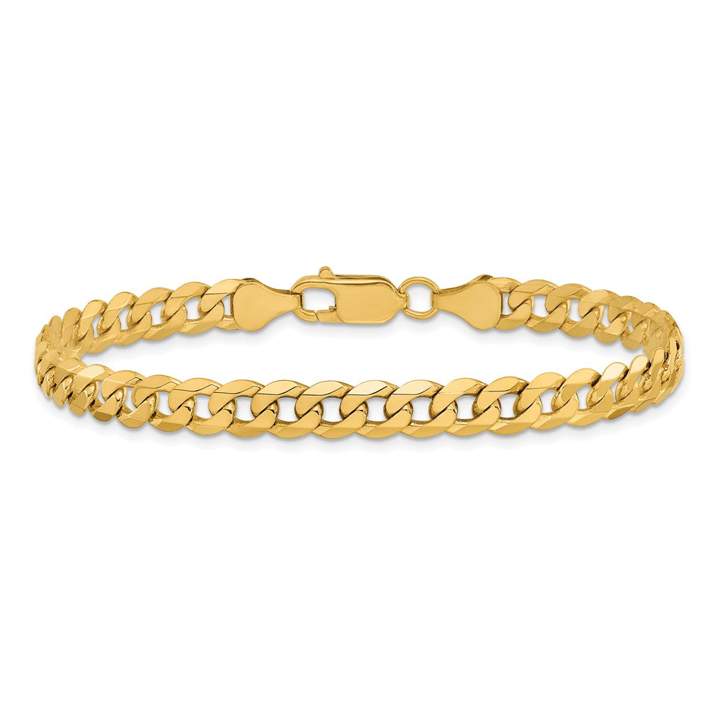 9 Inch 10K 6.25mm Flat Beveled Curb Chain Anklet