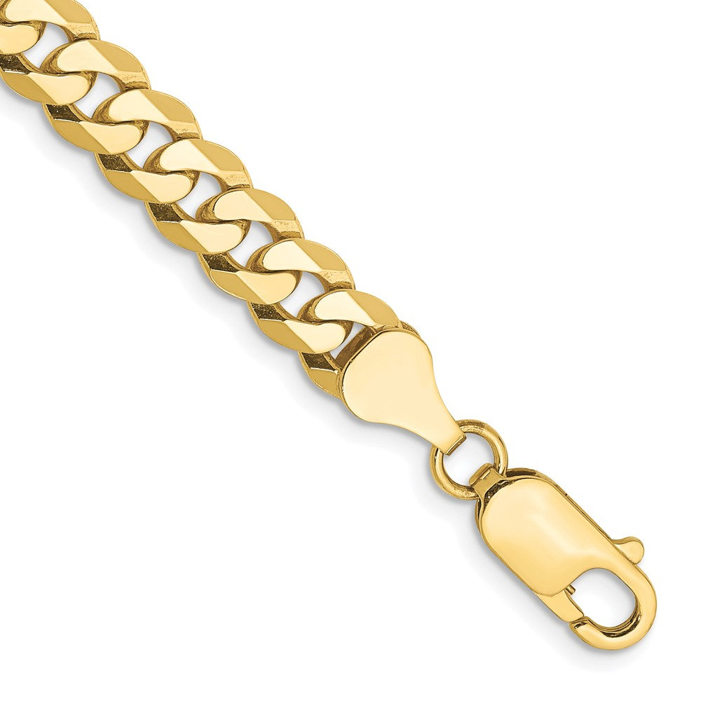 9 Inch 10K 6.25mm Flat Beveled Curb Chain Anklet