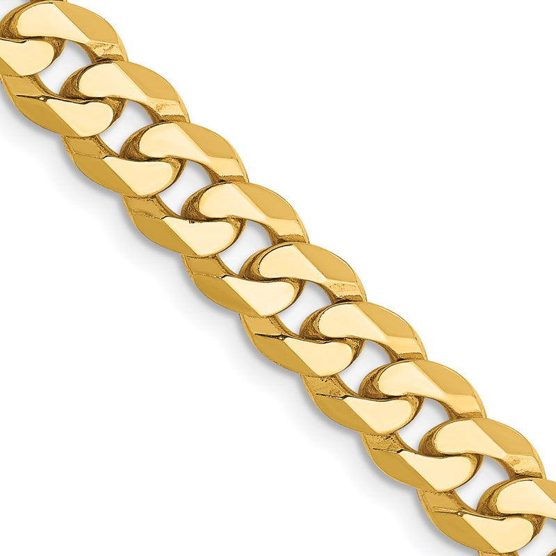 10K Yellow Gold 6.25mm Flat Beveled Curb Chain Necklace