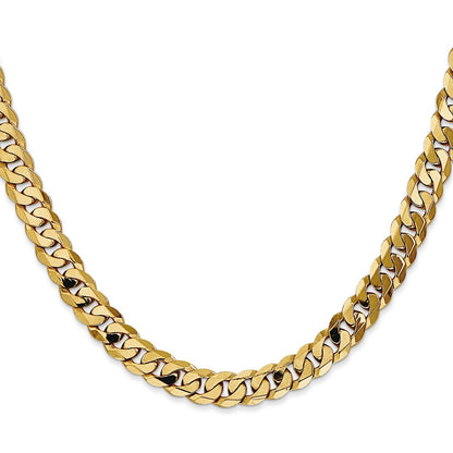 10K Yellow Gold 6.75mm Flat Beveled Curb Chain Necklace