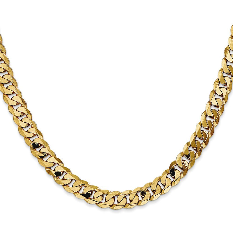 10K Yellow Gold 6.75mm Flat Beveled Curb Chain Necklace