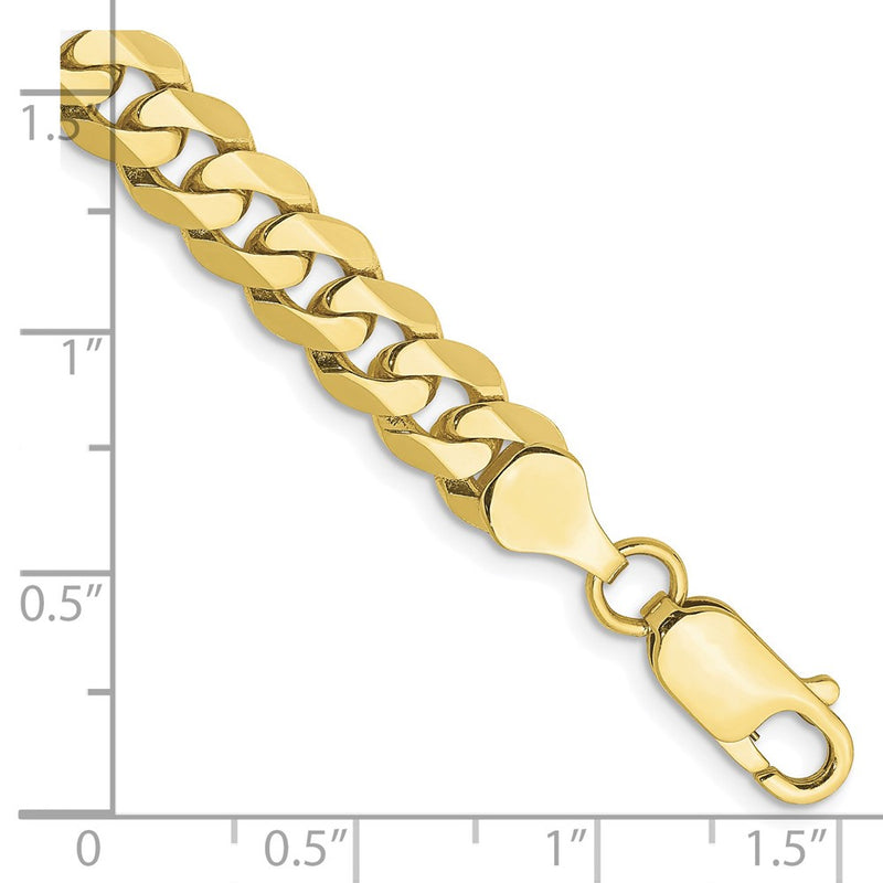 10K Yellow Gold 6.75mm Flat Beveled Curb Chain Bracelet