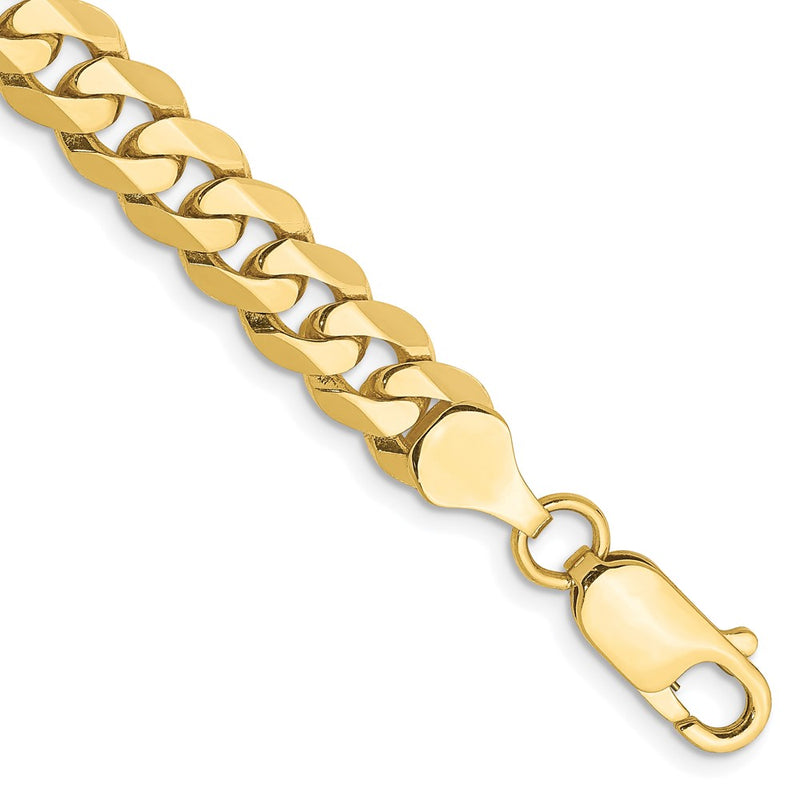 10K Yellow Gold 6.75mm Flat Beveled Curb Chain Bracelet