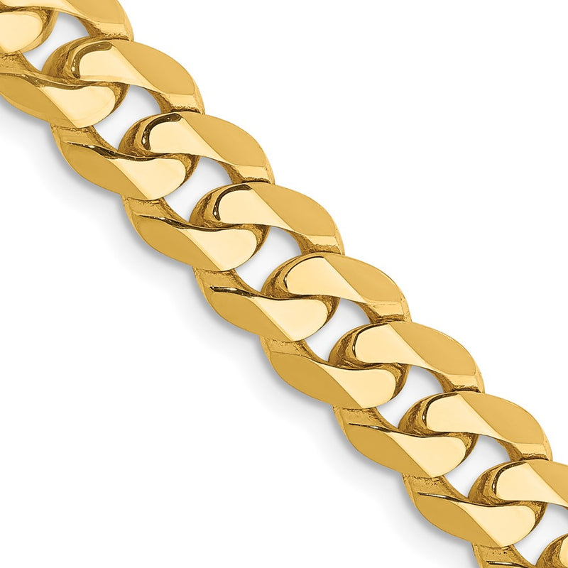 10K Yellow Gold 6.75mm Flat Beveled Curb Chain Necklace