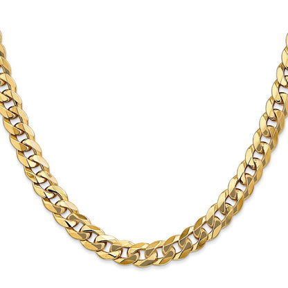 10K Yellow Gold 7.75mm Flat Beveled Curb Chain Necklace
