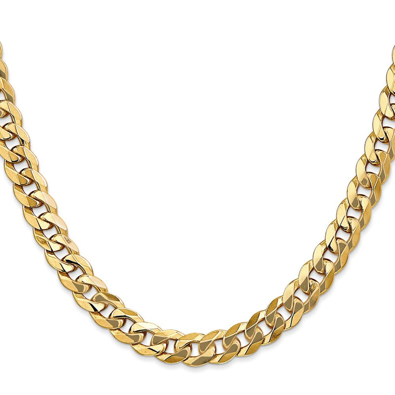 10K Yellow Gold 7.75mm Flat Beveled Curb Chain Necklace