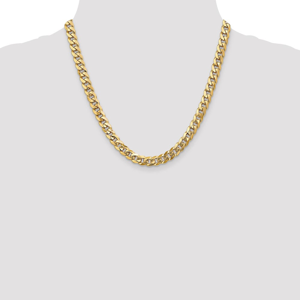 10K Yellow Gold 7.75mm Flat Beveled Curb Chain Necklace