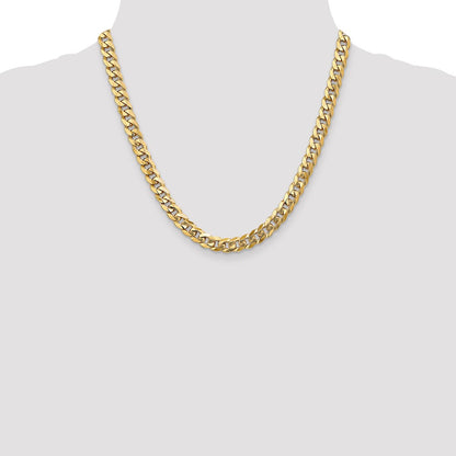 10K Yellow Gold 7.75mm Flat Beveled Curb Chain Necklace