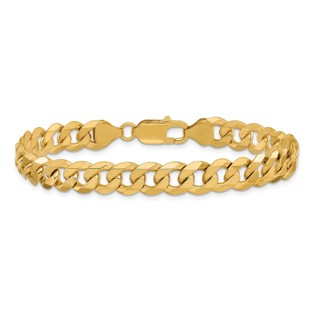 10K Yellow Gold 7.75mm Flat Beveled Curb Chain Bracelet