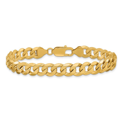 10K Yellow Gold 7.75mm Flat Beveled Curb Chain Bracelet