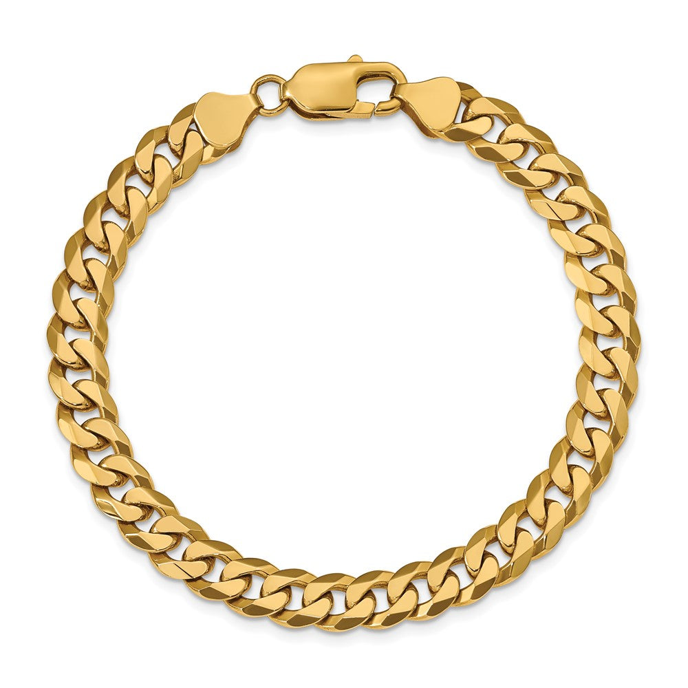 10K Yellow Gold 7.75mm Flat Beveled Curb Chain Bracelet