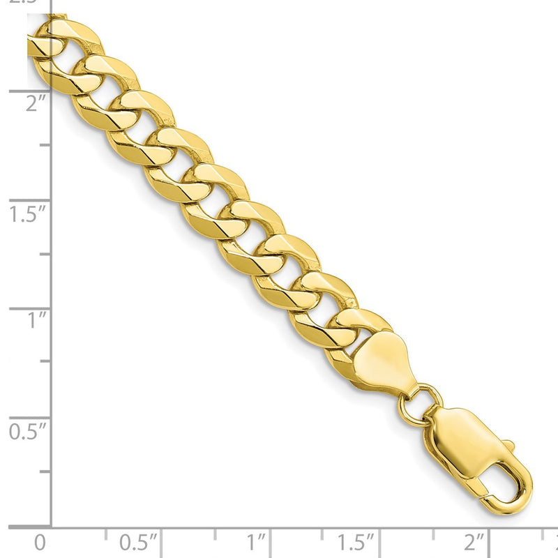 10K Yellow Gold 7.75mm Flat Beveled Curb Chain Bracelet