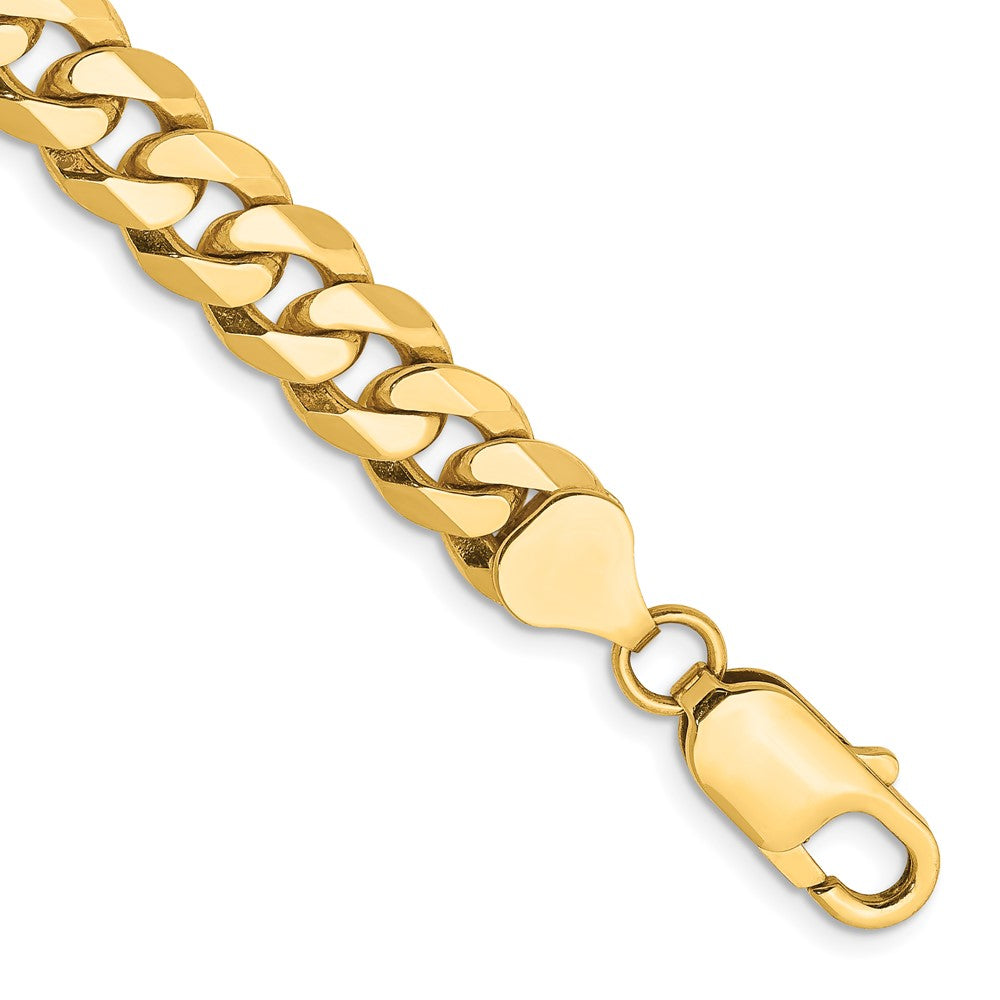 10K Yellow Gold 7.75mm Flat Beveled Curb Chain Bracelet