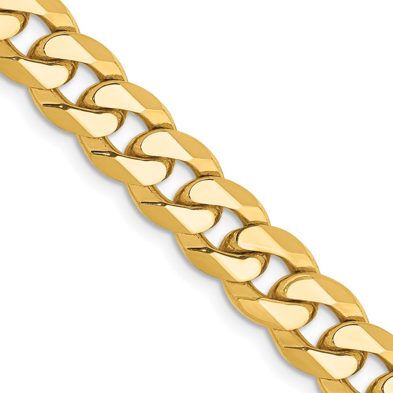 10K Yellow Gold 7.75mm Flat Beveled Curb Chain Necklace