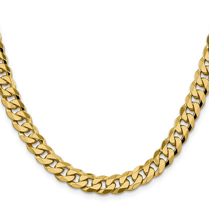 10k Yellow Gold 8.25mm Flat Beveled Curb Chain Necklace