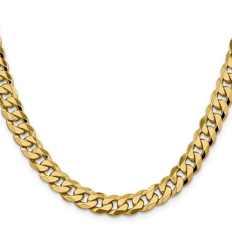10k Yellow Gold 8.25mm Flat Beveled Curb Chain Necklace
