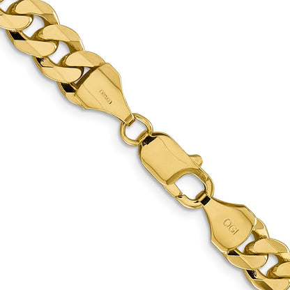 10k Yellow Gold 8.25mm Flat Beveled Curb Chain Necklace