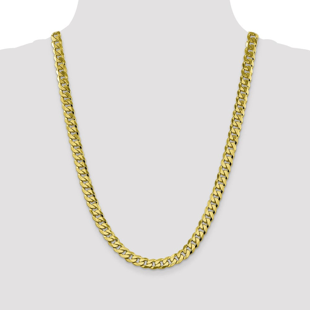 10k Yellow Gold 8.25mm Flat Beveled Curb Chain Necklace