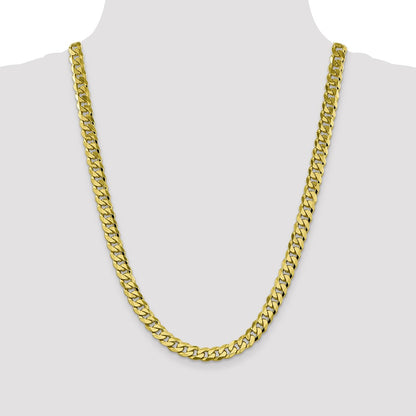 10k Yellow Gold 8.25mm Flat Beveled Curb Chain Necklace