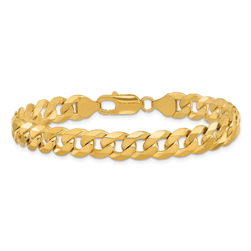 10K Yellow Gold 8.25mm Flat Beveled Curb Chain Bracelet